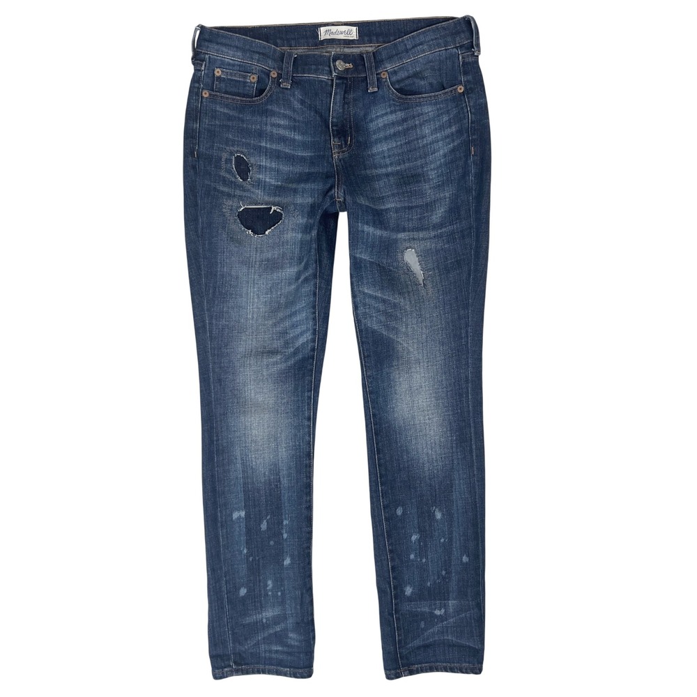 Madewell Boyjean Size 28 6 PO403817 Slim Straight Distress Splatter Bleach 90s